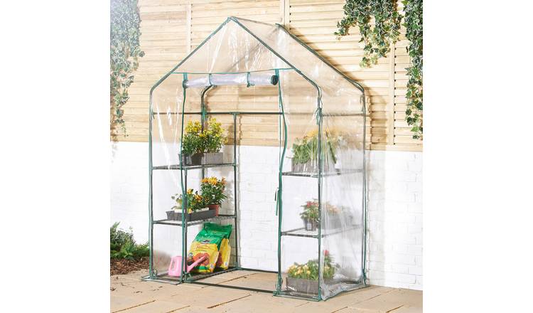 VonHaus 6-Shelf Compact Weatherproof Walk In Greenhouse - Green