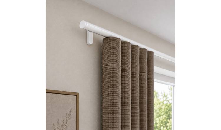 New Edge Blinds 28mm White Styleline Gliding Curtain Pole with End Cap - 540cm