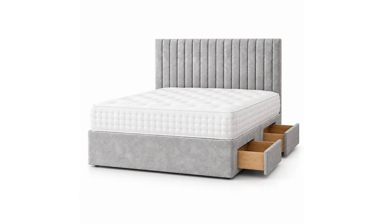 Comfy Deluxe 2ft6 Small Single  2 Drawer Suede  Divan Bed Set -  Silver