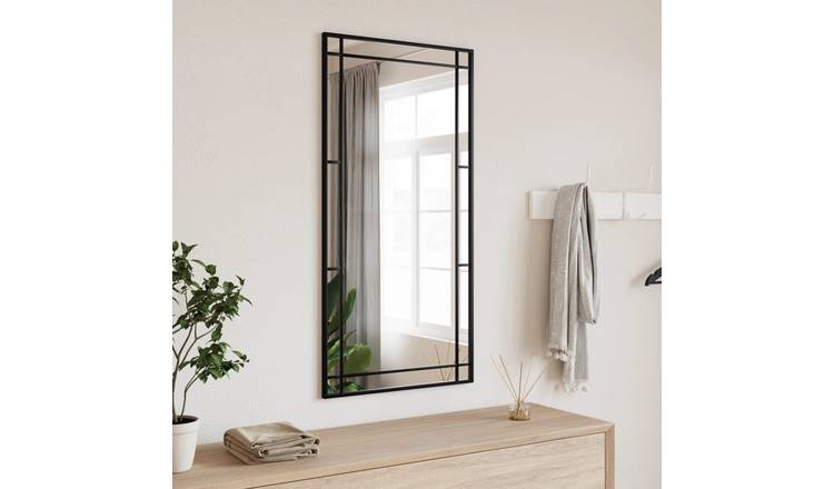 Walplus Iron Wall Mirror 1.5 cm Thick - Black - 50 x 100 cm