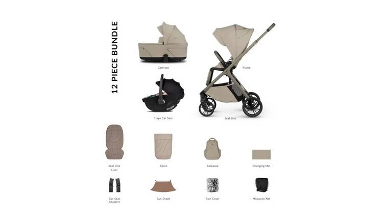 Venicci Tila 3-in-1 12-Piece Travel System - Beige/Latte