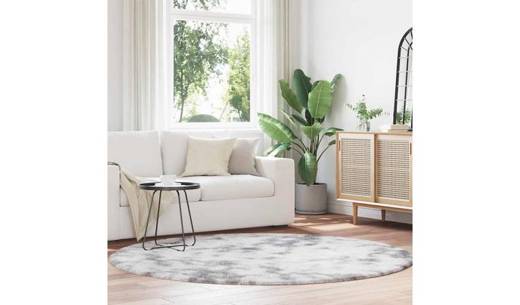 Walplus Navarra Round Polyester Rug - Silver Grey - 200 x 200cm