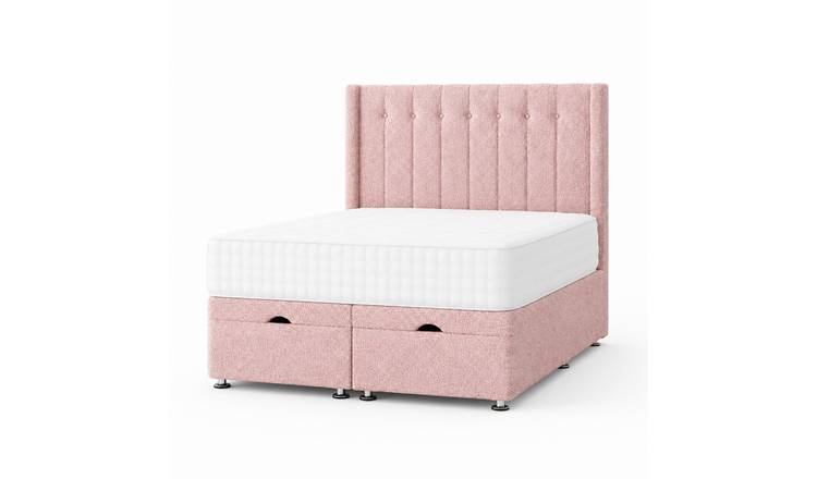 Comfy Deluxe 4ft6 Double Dante End Lift Ottoman Bed Set - Boucle Pink