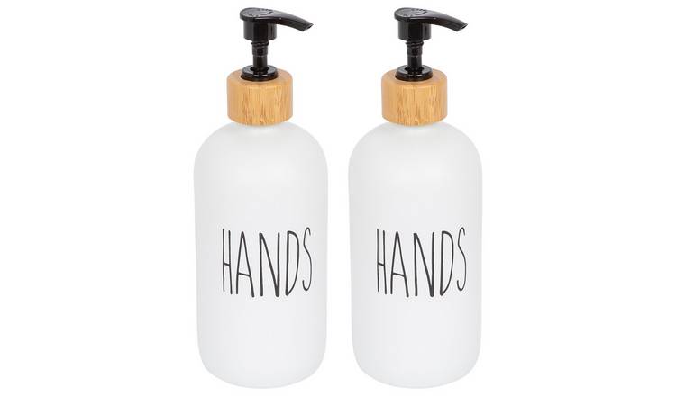 Harbour Housewares Glass Hand Soap Dispensers  - White - Pack of 2