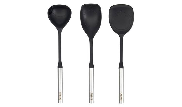 Cooks Professional 3 Piece Silicone Utensil Set with Stainless Steel Handles
