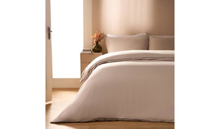 OHS Piped Edge Bedding Set Soft Duvet Cover Set Cream - Double
