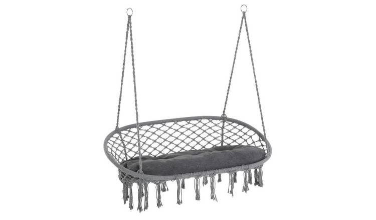 Outsunny 2 Seater Metal Hammock with Soft Cushion - Dark Grey