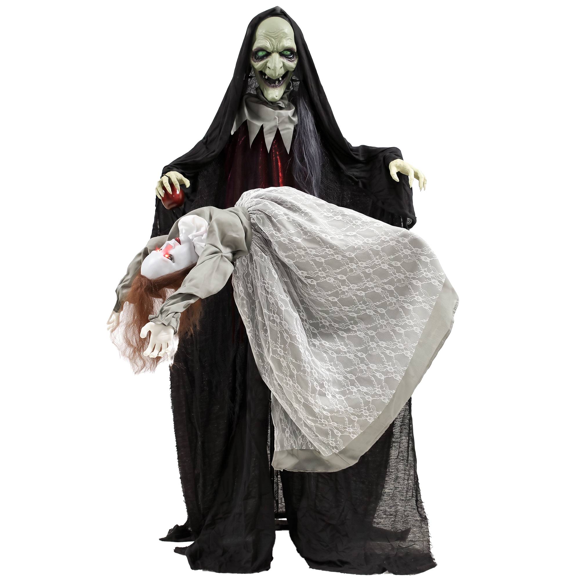 HOMCOM Animated Halloween Standing Witch with Floating Ghost Decoration - Image 2