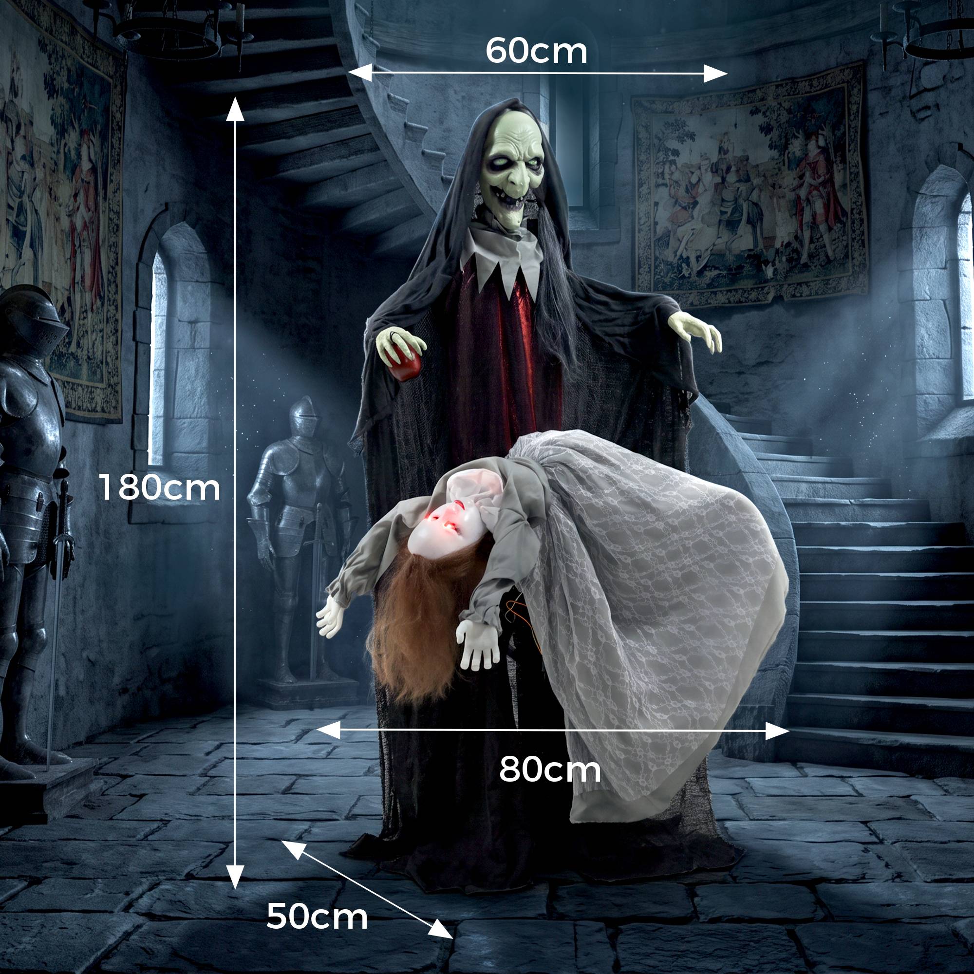 HOMCOM Animated Halloween Standing Witch with Floating Ghost Decoration - Image 6