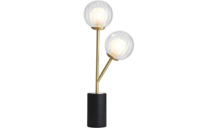 Loops Direct Satin Brass Plate Table Lamp LED G9 - Clear/Frosted Glass