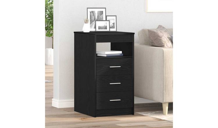 Walplus Engineered Wood 3 Drawer Drawer Cabinet - Black Ash - 40 x 50 x 76 cm