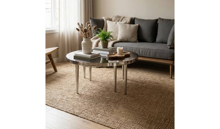 Orsina Yin-Yang Metal Coffee Table - Silver