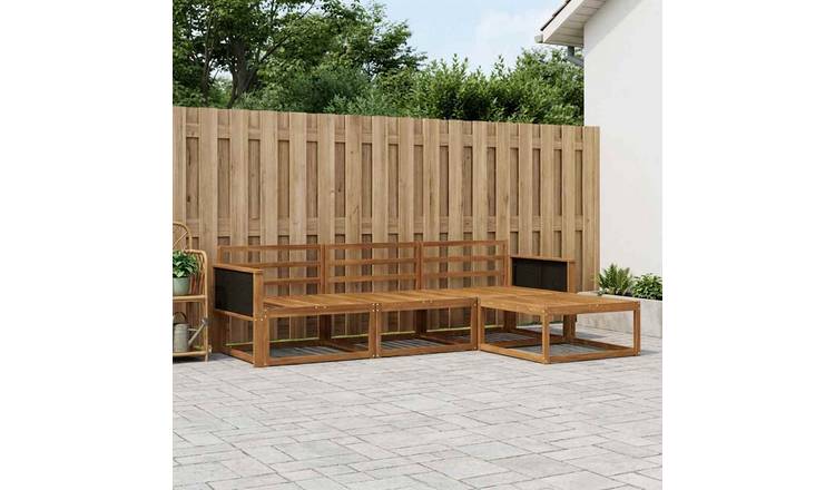 Walplus 4 Piece Solid Acacia Garden Lounge Set - Natural - 249.5 x 162.5 x 73 cm