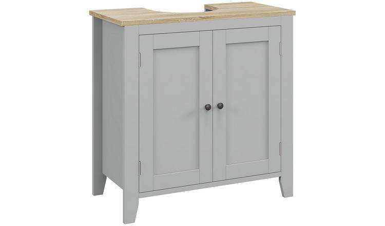 kleankin 2 Doors Freestanding Bathroom Cupboard with Adjustable Shelf - Grey