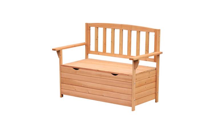 Outsunny 2 Seater Wooden Garden Bench for Outdoor Patio Porch - Natural Wood