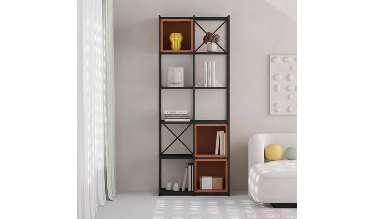 Decortie Vale Midi Particleboard Wood Effect Shelving Unit - Black Ash