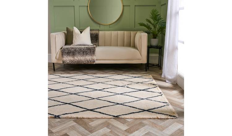 OHS Simple Geo Fluffy Rug - 160 x 230cm - Mono