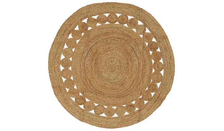Walplus Jute Area Rug - Natural - 150 cm - Layered Circles