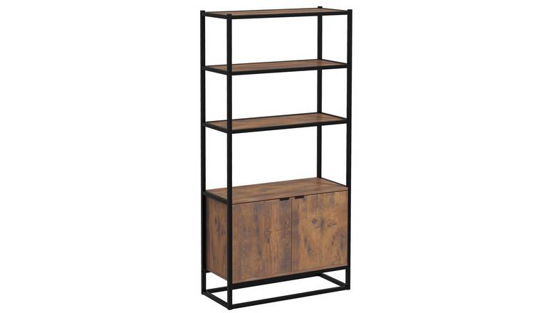 HOMCOM Industrial Storage Bookcase with 3 Open Shelves - Brown