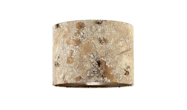 Happy Homewares Textured Gold and Burnt Orange Jacquard Fabric Lampshade - 25cm