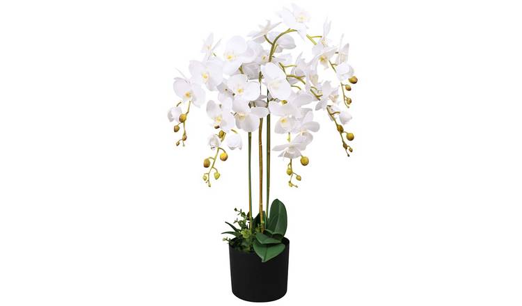 Walplus Artificial Orchid Plant with Pot - White - 75 cm