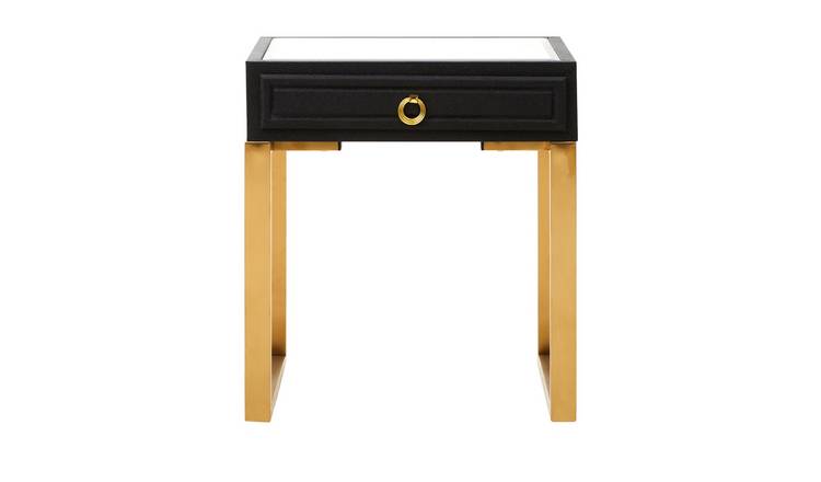Orsina Shagreen Effect Faux Leather Side Table - Black