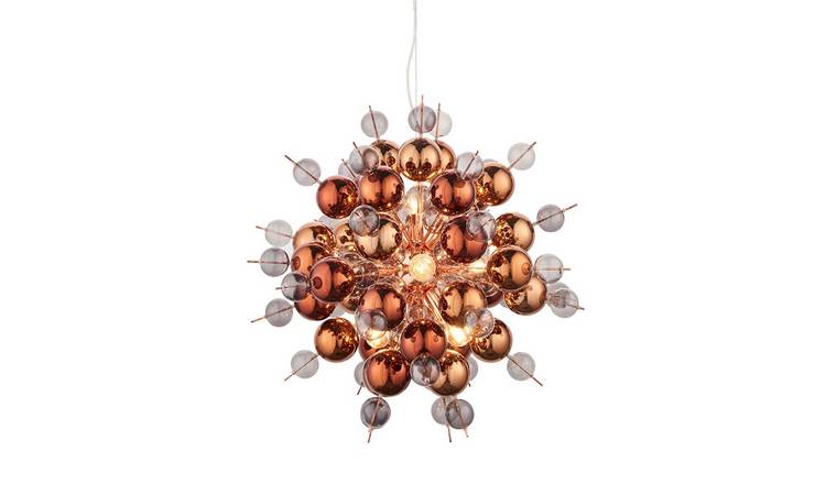 Loops Direct Steel and Glass Multi-Arm Pendant - Copper Plate With Tinted Glass