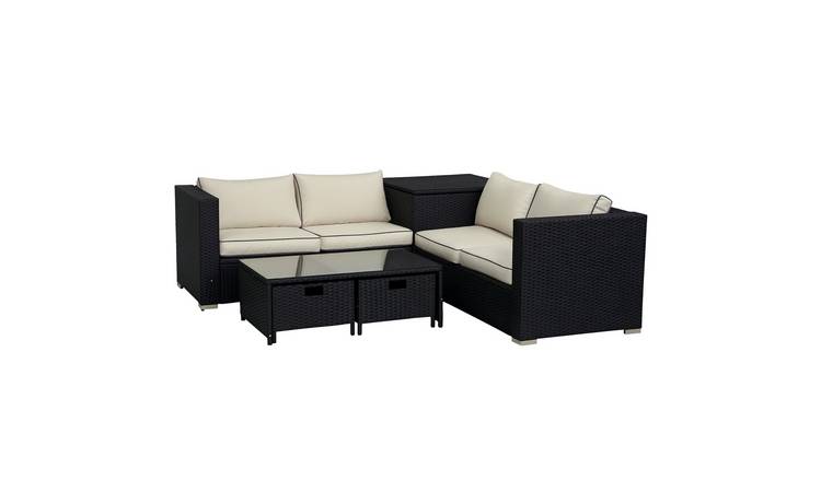 Outsunny 4 Pieces Rattan Garden Furniture Set - Black