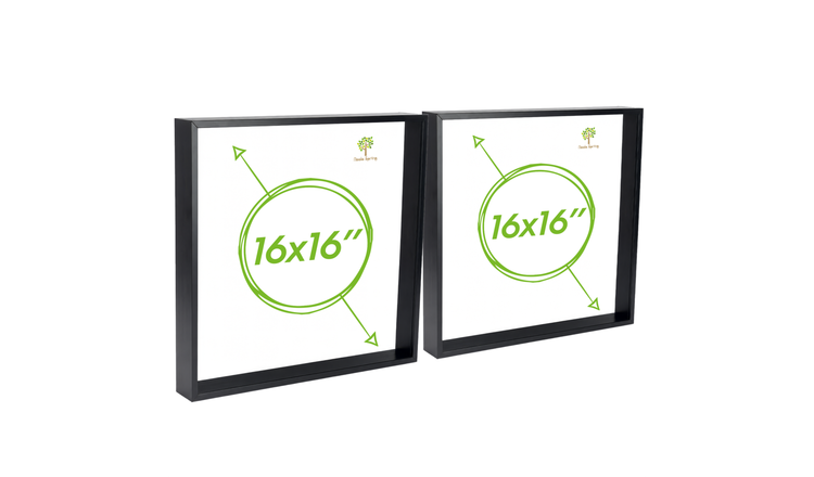 Nicola Spring 3D Deep Box Photo Frames - 16 x 16" - Set of 2 - Black