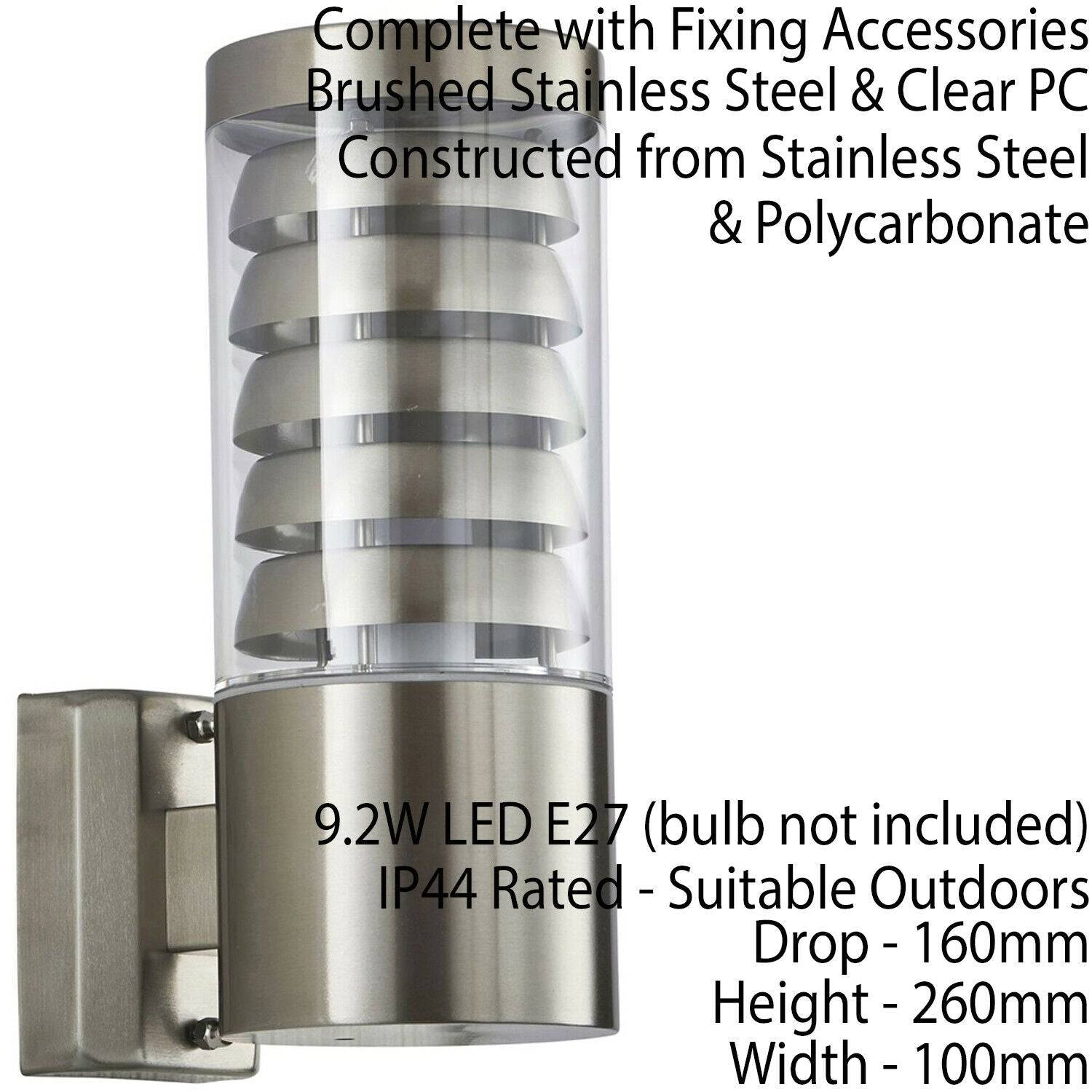 Loops Direct LED Stainless Steel Wall Light - Brushed Stainless Steel and Clear - Image 4