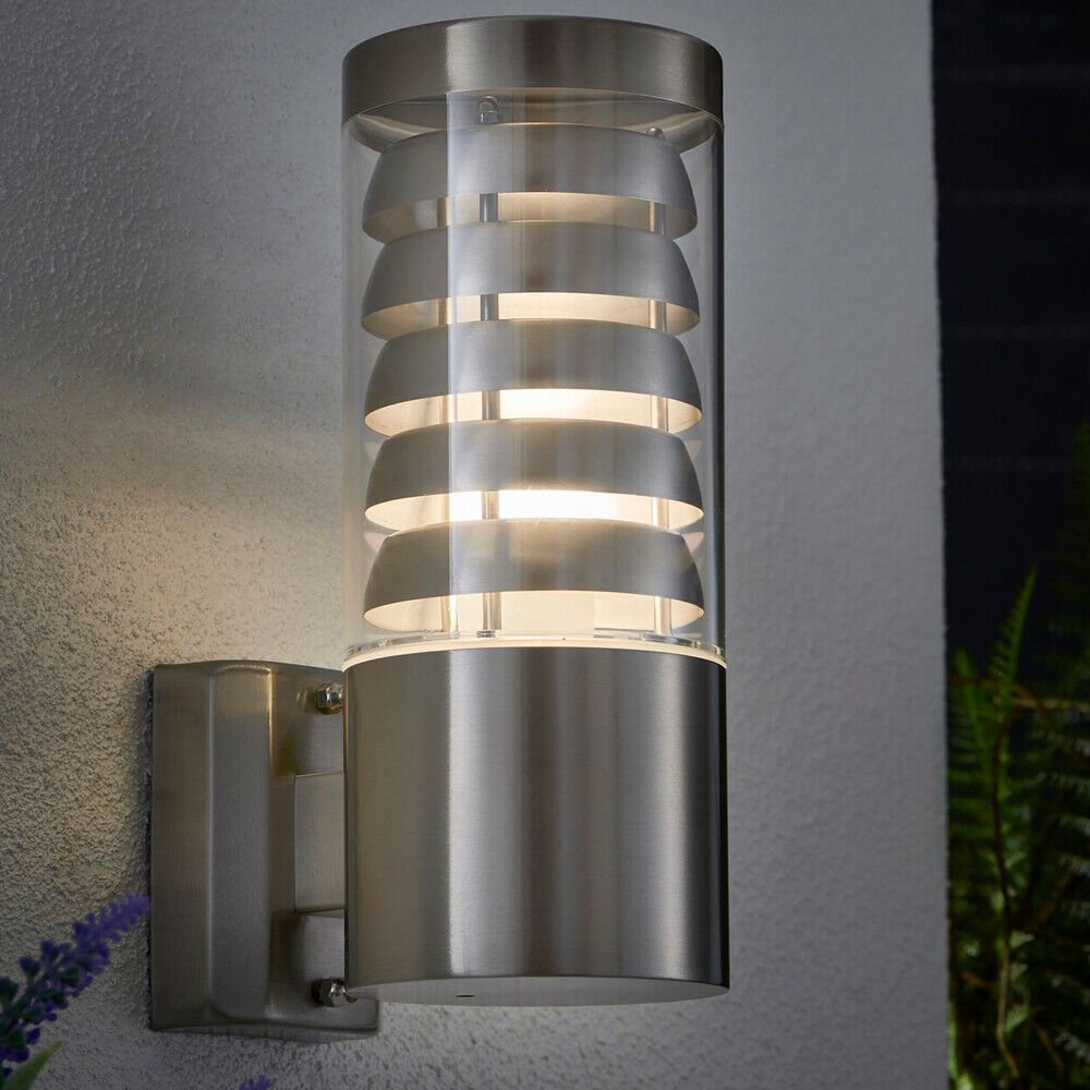 Loops Direct LED Stainless Steel Wall Light - Brushed Stainless Steel and Clear - Image 6