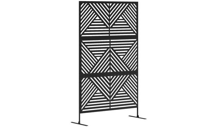 Outsunny Decorative Garden Privacy Screen with Stand - Black