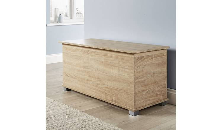 Home Source Malmo 1 Lift-Up Lid Storage Ottoman - Oak
