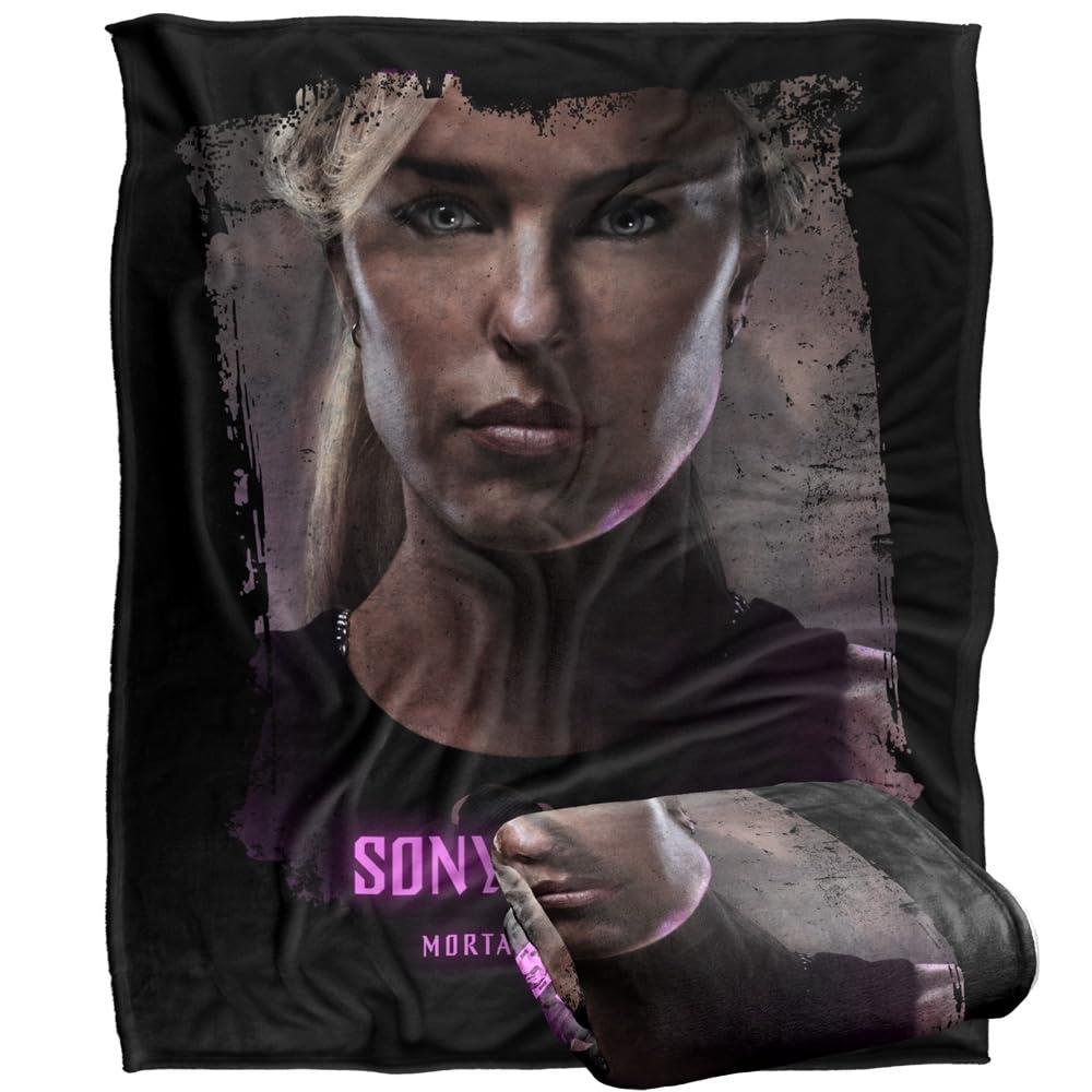 Mortal Kombat 2 Sonya Blade Portrait Soft Touch Black Blanket - 147cm x 91cm - Image 2