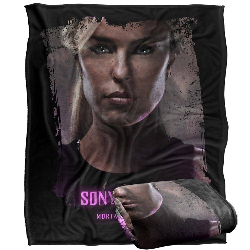 Mortal Kombat 2 Sonya Blade Portrait Soft Touch Black Blanket - 147cm x 91cm - Image 2