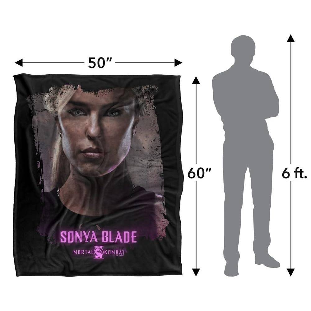 Mortal Kombat 2 Sonya Blade Portrait Soft Touch Black Blanket - 147cm x 91cm - Image 4