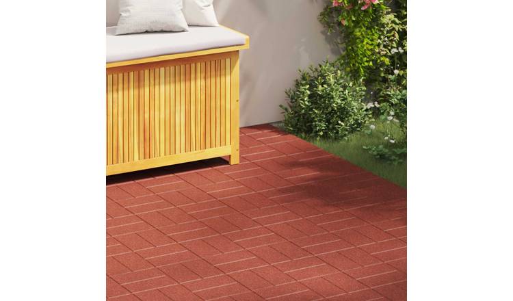 Walplus Pack of 6 Stepping Stone Rubber - Red - 40.5 x 40.5 x 2 cm
