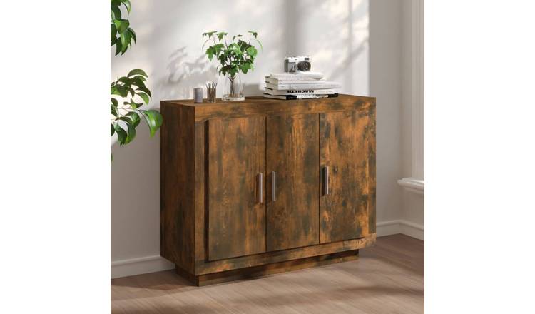 Walplus Engineered Wood Sideboard - Smoked Oak - 92 x 35 x 75 cm
