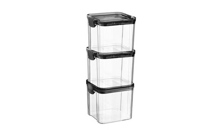 Argon Tableware Food Storage Containers - Black - Pack of 3 - 10 x 10cm