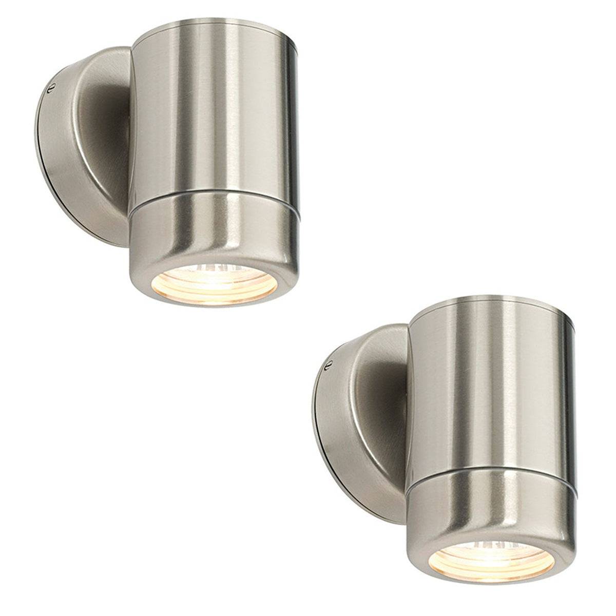 Loops Direct Pack of 2 Marine Grade Stainless Wall Light - Stainless Steel - Image 1