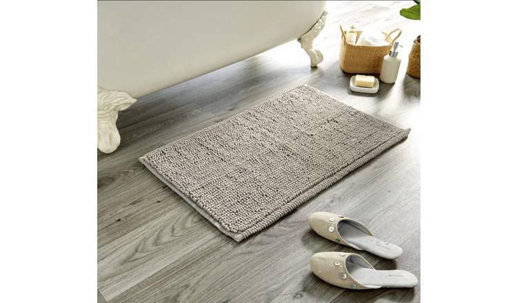 New Edge Blinds Pebbles Super Soft Bath Mat - 80cm x 50cm - Silver