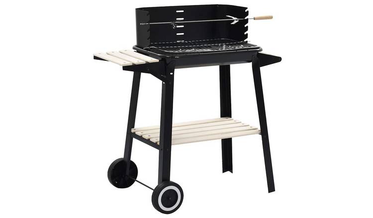 Walplus Steel BBQ Stand with Wheels - Black - 83 x 44 x 87 cm