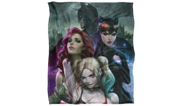 Batman Catwoman Poison Ivy Harley Quinn Trio Blanket - 152cm x 127cm