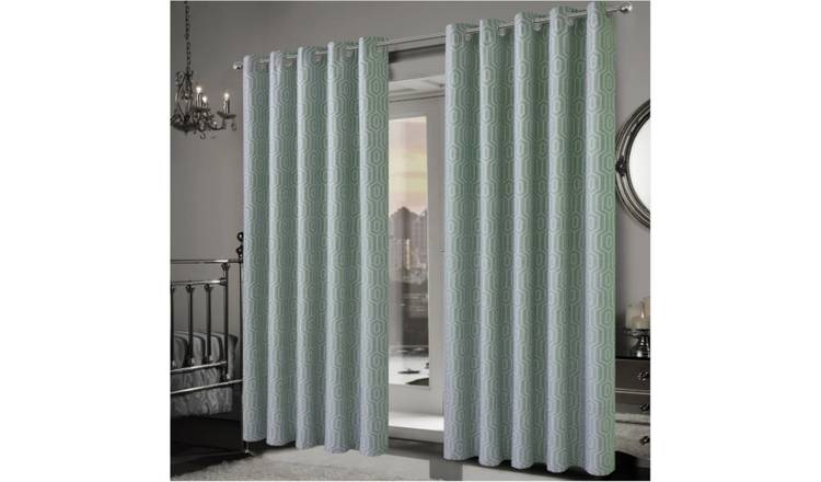 New Edge Blinds Sage Green Paris Jacquard Eyelet Curtains - 228cm x 229cm