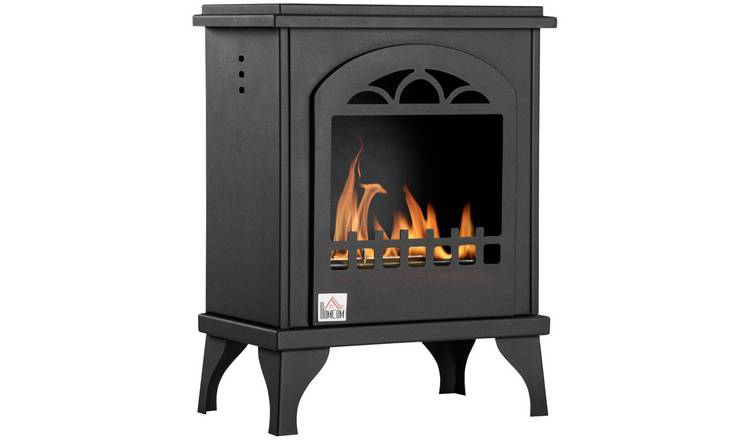 HOMCOM Freestanding Electric Fireplace with 3 Hours Burning Time - Black