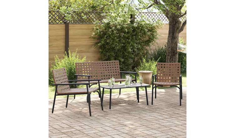 Walplus 4 Piece Garden Dining Set - Brown - 93.5 x 45 x 38.5 cm