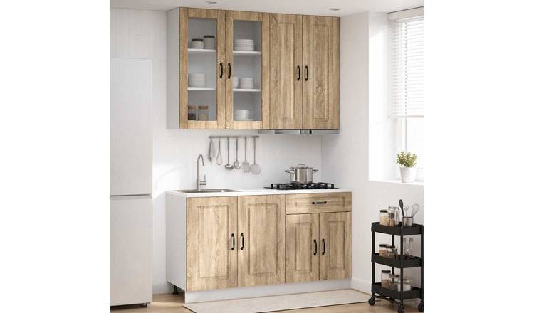 Walplus 4 Piece Engineered Wood Kitchen Unit Set - Sonoma Oak