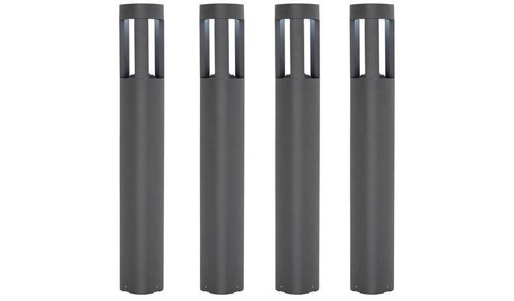 Loops Direct Pack of 4 13cm Aluminium LED Outdoor Post Bollard Light - Grey