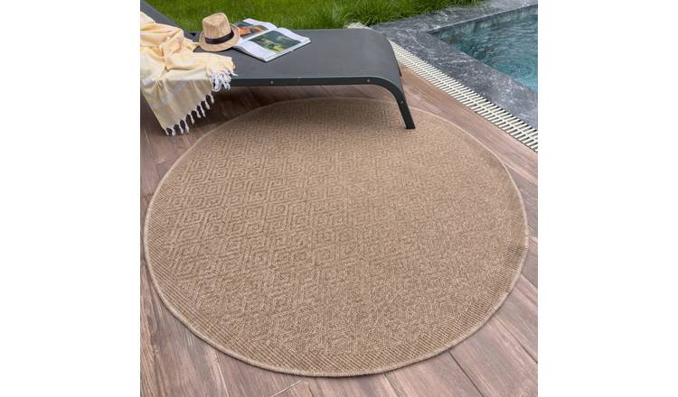 The Rugs Beige Nature Greek Key Round Rug - 160cm