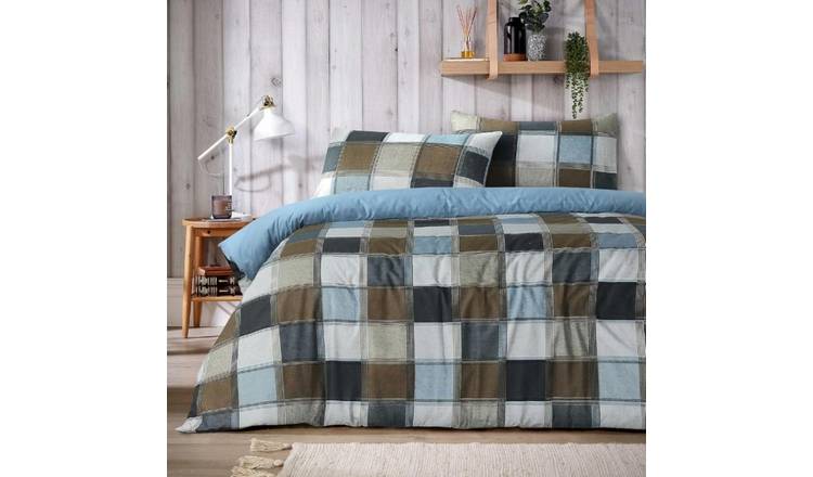 New Edge Blinds Glencoe Check Natural Duvet Set - Single